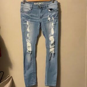 Machine Light Blue Distressed Skinny Jeans